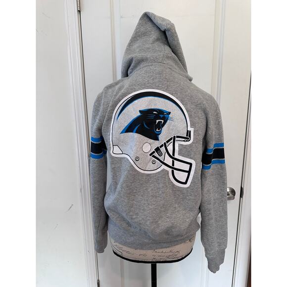 Panthers NFL Juniors sz XL Girl's Zip Up Fleece Hoodie Glitter Detail on Helmet - Picture 5 of 10